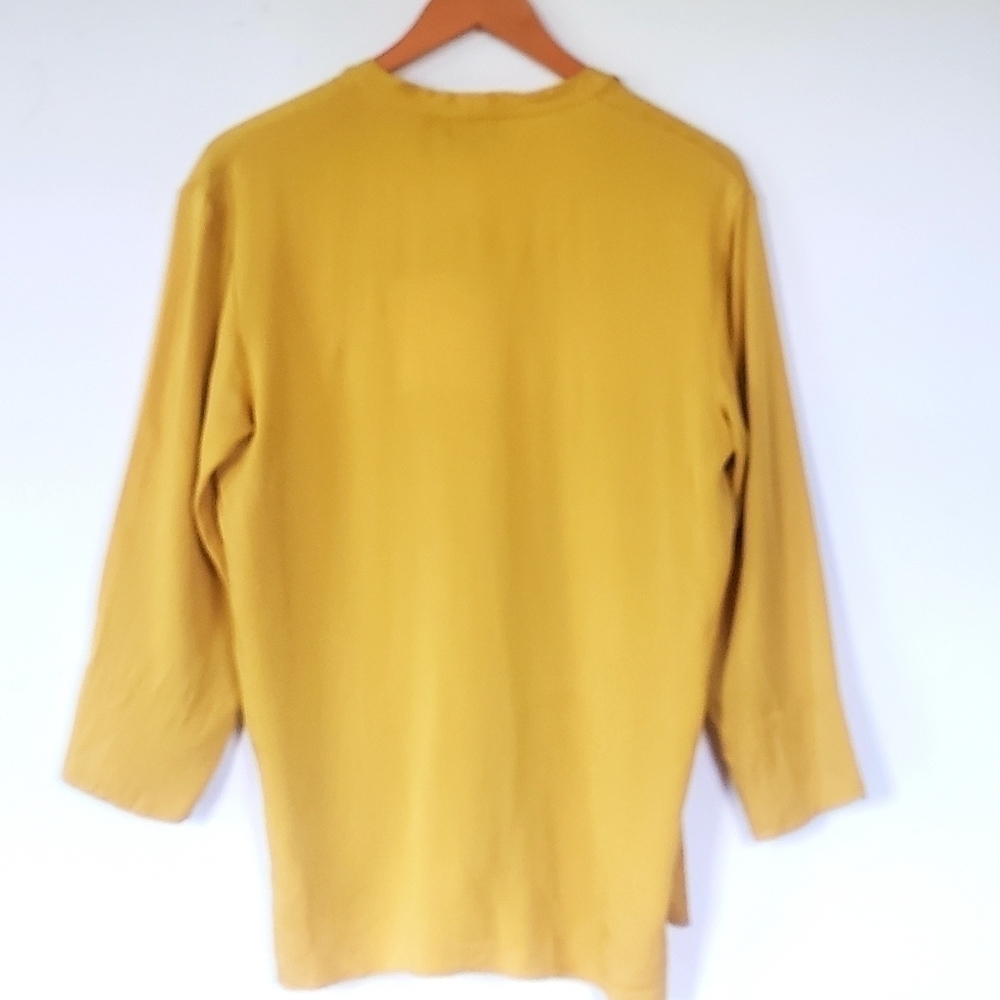 NEW! THEORY Designer Silk Splice Style Tie Neck Blouse Top Small. - Picture 5 of 9